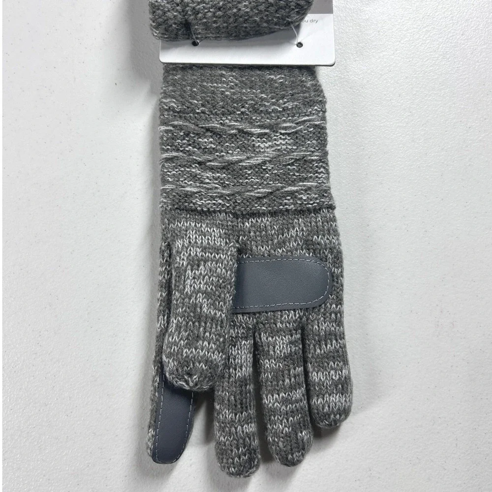 Isotoner Women's‎ 1SZ SmartDri EcoComfort Heather Grey Ivory Gloves NEW